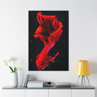 Red Beta Fish in Space Canvas