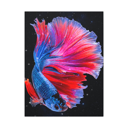 Blue/Red Beta Fish in Space Canvas